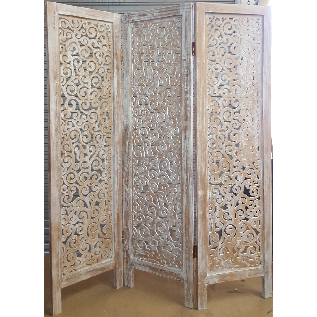 Wooden Screen Divider - Blackwash ROOM DIVIDER at World Of Decor NZ