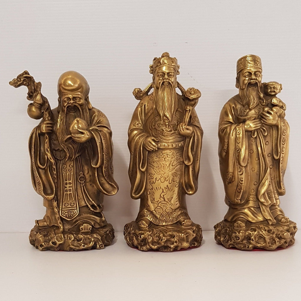 Fuk Luk Sau Set of 3 - Brass FENG SHUI PRODUCTS at World Of Decor NZ