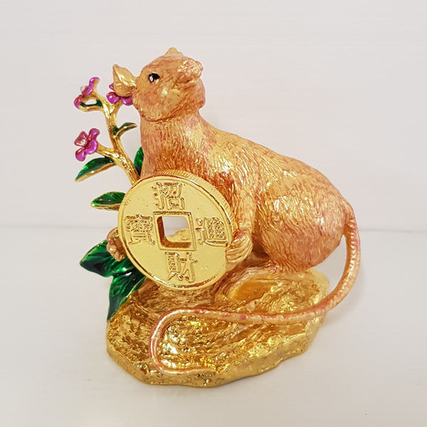 Golden Lucky Rat Holding A Giant Coin with Your Wealth Have Arrived at World Of Decor NZ