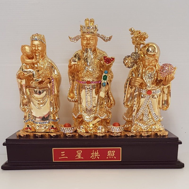 Fuk Luk Sau Set Bejewelled FENG SHUI PRODUCTS at World Of Decor NZ