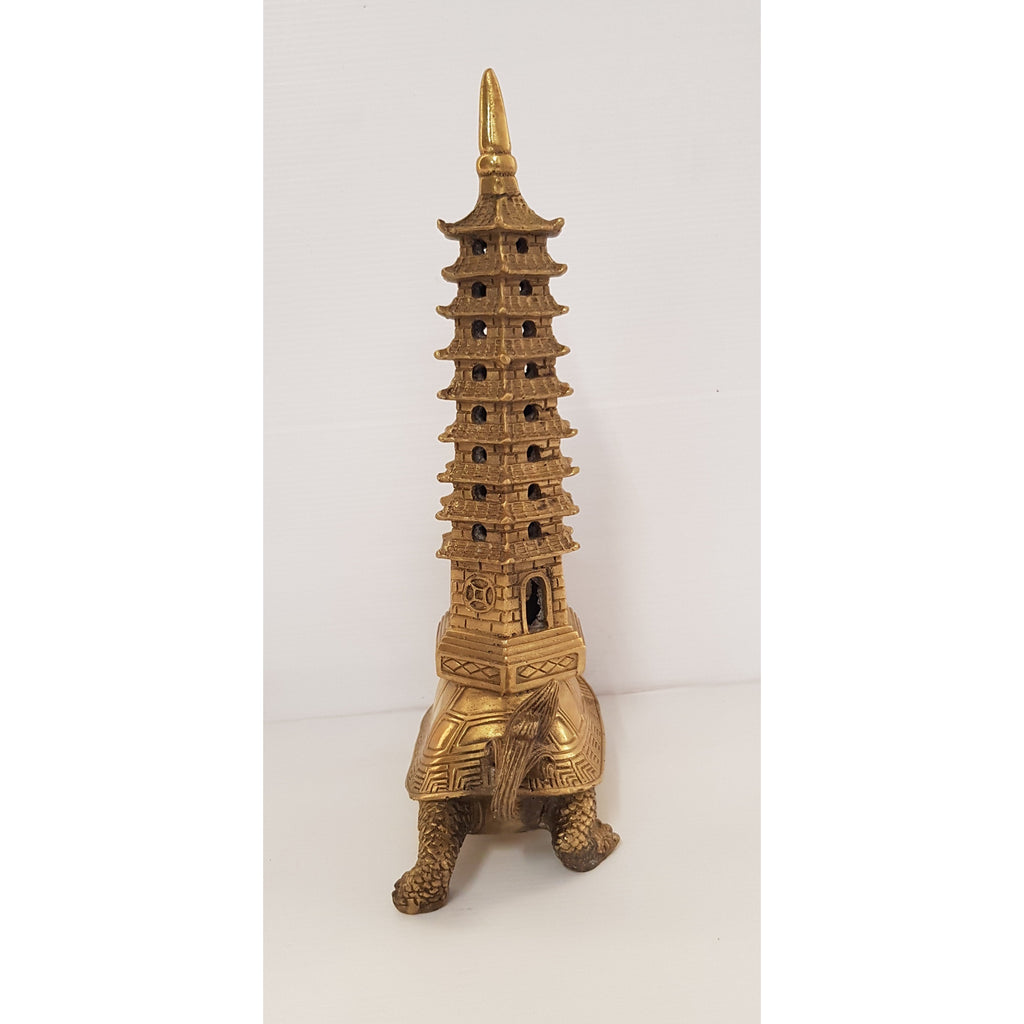 Dragon Tortoise with 9 Level Pagoda - Brass FENG SHUI PRODUCTS at World Of Decor NZ