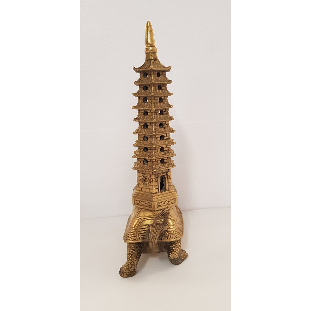 Dragon Tortoise with 9 Level Pagoda-Brass at World Of Decor NZ