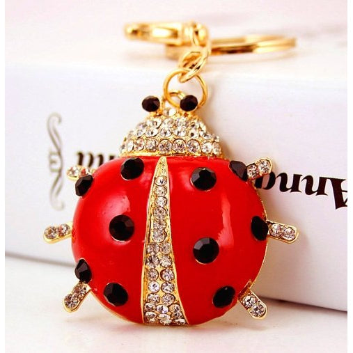 NICI Key Ring With Ladybird Charm - "Good Luck" Faux Leather Cord, Green, 10 Cm