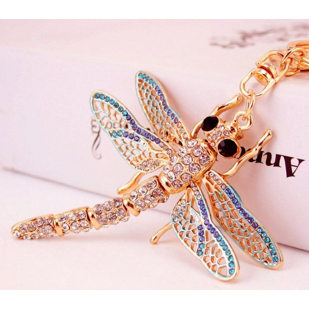 Diamante Key Ring - Dragon Fly KEY RING at World Of Decor NZ