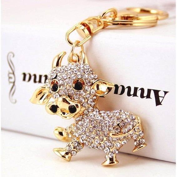 Diamante Key Ring-Cow-World Of Decor