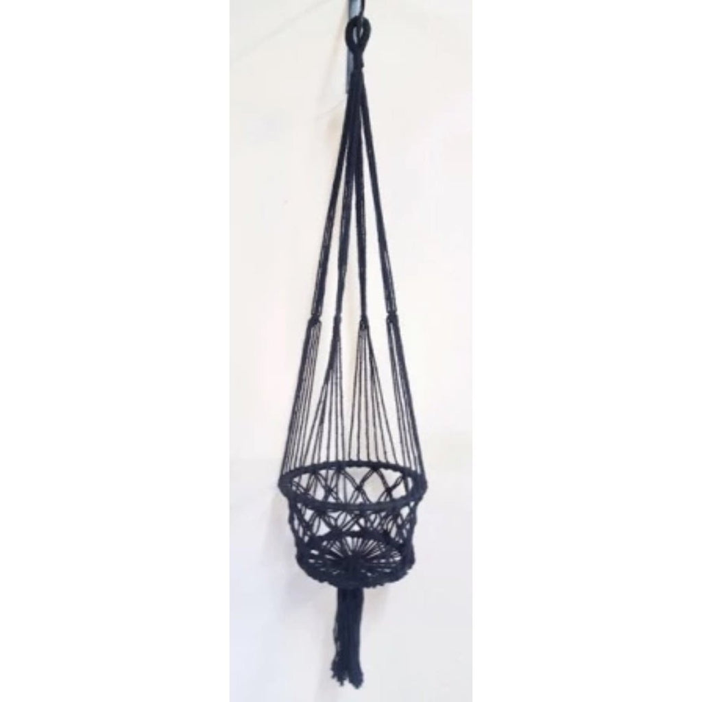 Macrame Pot Plant Hanger - Single Black 28cm Pot Plant Hangers & Holders at World Of Decor NZ