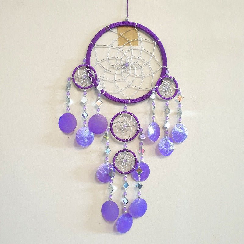 Dreamcatcher Mirror Shell Chimes - Purple Dream Catchers at World Of Decor NZ