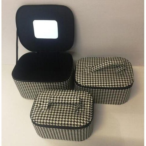 Black & White Checked Cosmetic Bag-Med at World Of Decor NZ