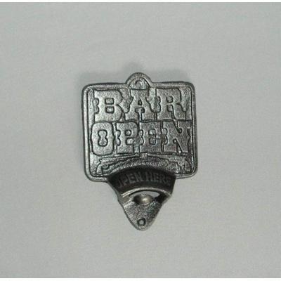 Wall Mounted Bottle Opener - Bar Open METAL/CAST IRON at World Of Decor NZ