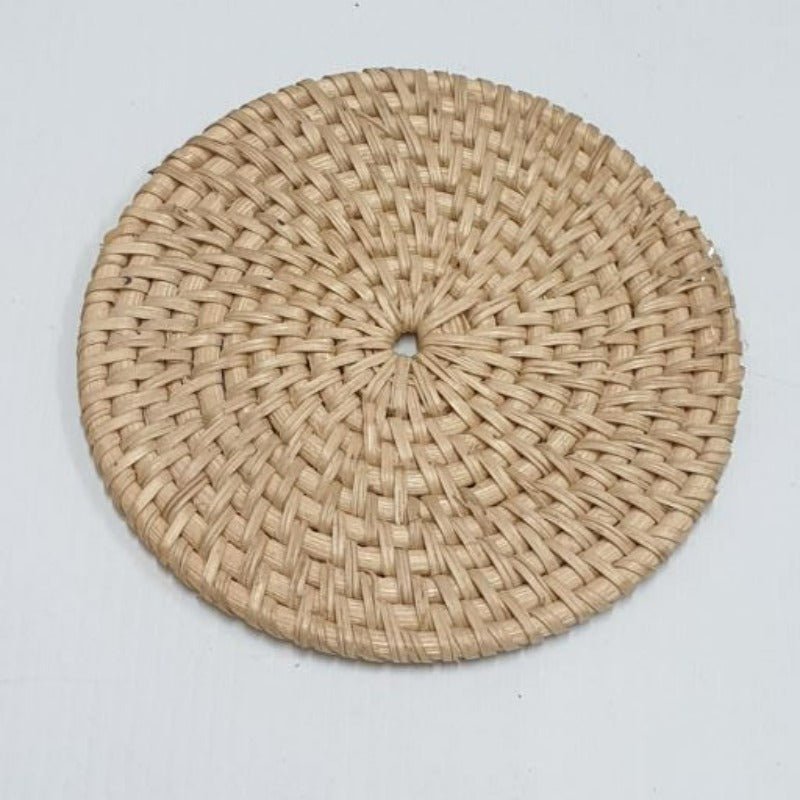 Rattan Coaster Round 10cm - Cream KITCHEN ACCESORIES at World Of Decor NZ