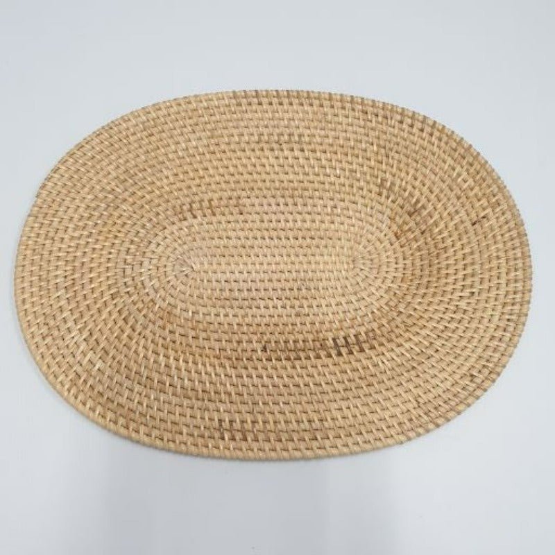 Rattan Placemat Oval Cream 30x40cm KITCHEN ACCESORIES at World Of Decor NZ