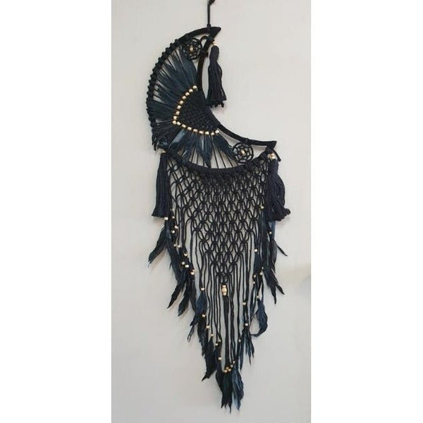 Moon Feather Dreamcatcher 40cm-Black at World Of Decor NZ