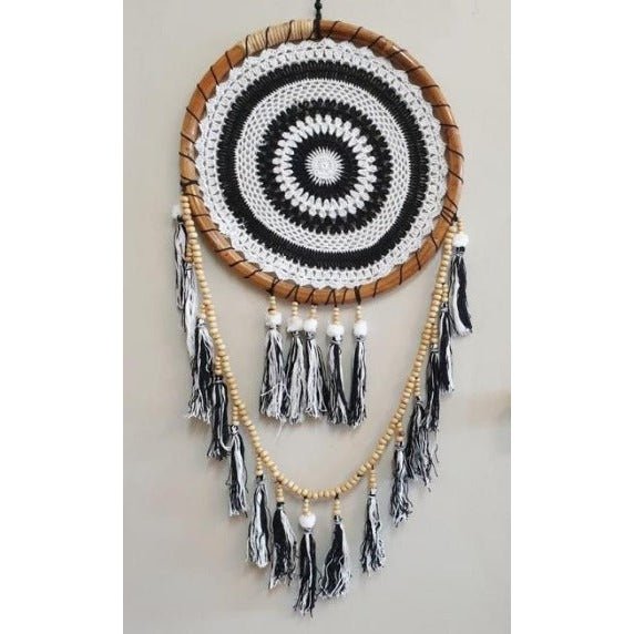 Crochet Dream Catcher Rattan - Black and White Dream Catchers at World Of Decor NZ