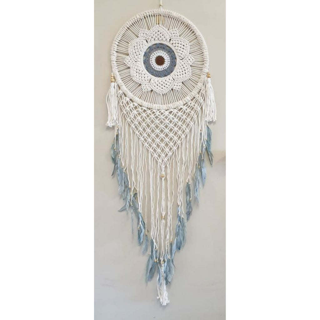 Lotus Crochet Dream Catcher Grey Feathers Dream Catchers at World Of Decor NZ