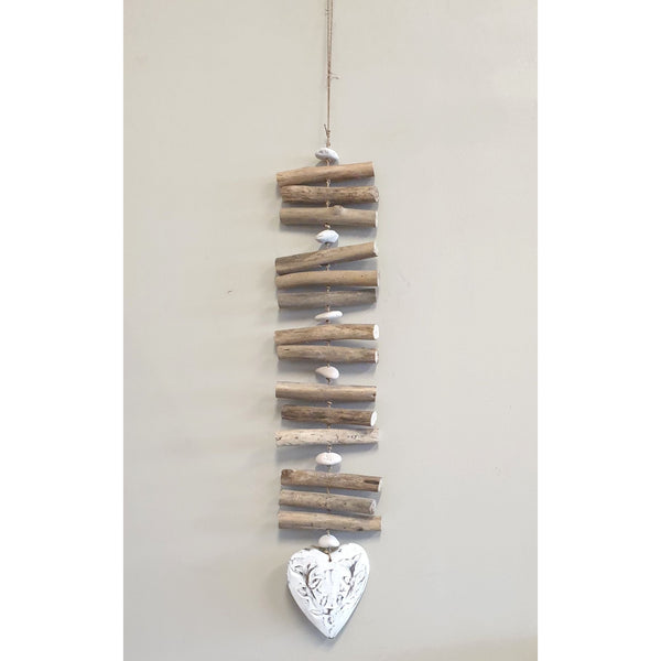 Hanging Mobile Driftwood 100cm-Single Heart at World Of Decor NZ