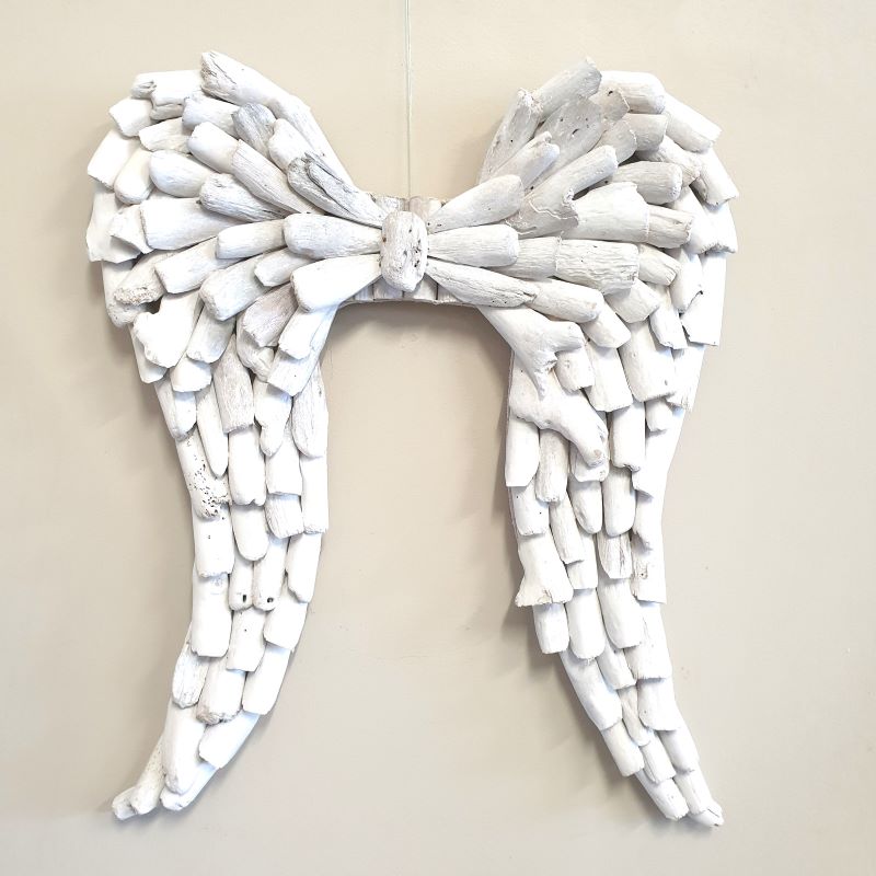 Driftwood Angel Wings Whitewash Wall Art, Affirmations & Hangings at World Of Decor NZ