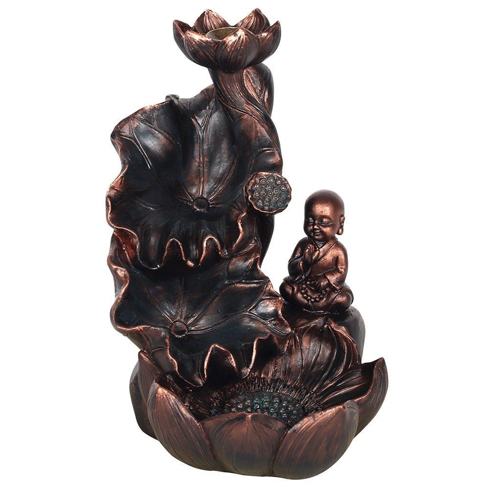 Lotus & Buddha Bronze Backflow Burner INCENSE at World Of Decor NZ