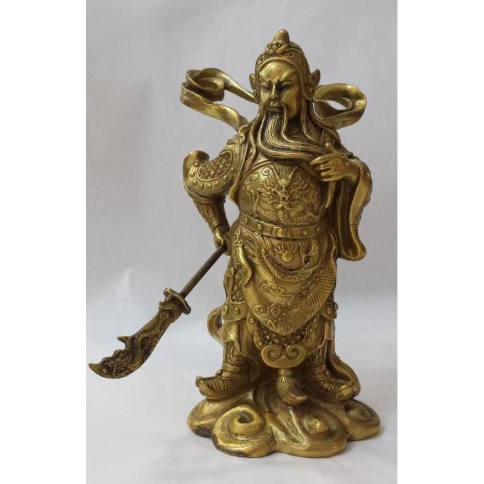 Brass Guan Gong/Kwan Kong with Dragon Sword FENG SHUI PRODUCTS at World Of Decor NZ