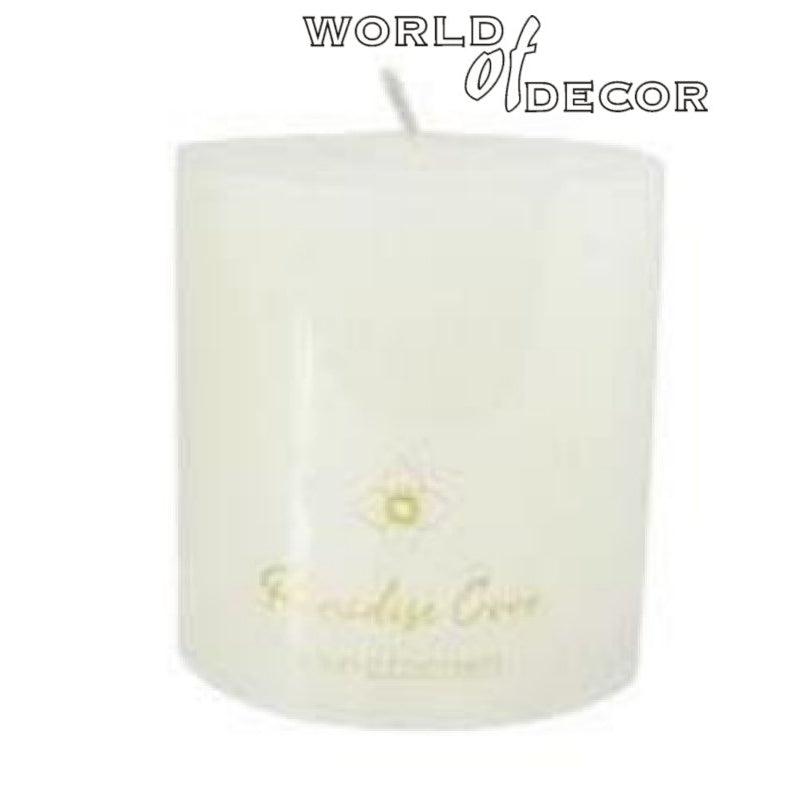 7.5cmH Pillar Candle W/Flat Top W/Pet Wrap - Cream CANDLES at World Of Decor NZ