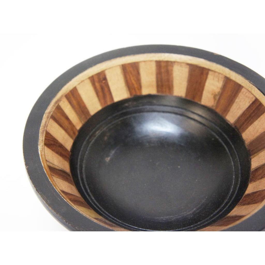Wooden Carved Azfran Bowl with Inlay- Black at World Of Decor NZ