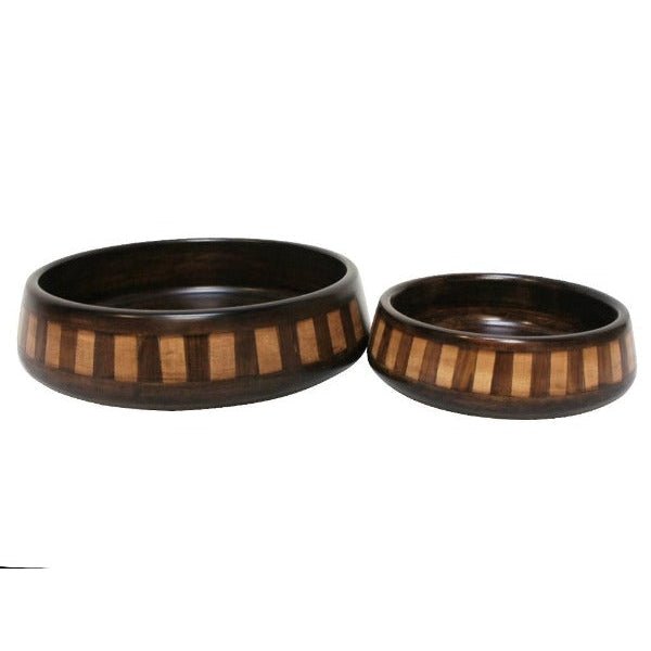 Wooden Carved Bowls Set of 2 with Inlay. at World Of Decor NZ