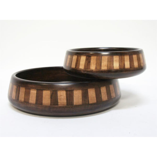 Wooden Carved Bowls Set of 2 with Inlay. at World Of Decor NZ
