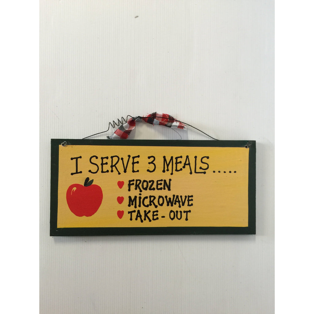 𝗜 𝗦𝗲𝗿𝘃𝗲 𝟯 𝗠𝗲𝗮𝗹𝘀 Sign WALLHANGING at World Of Decor NZ