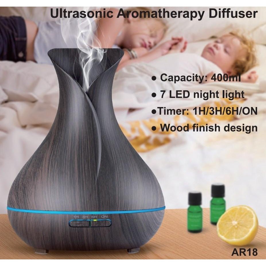 Aroma Diffuser Carafe Design Dark Wood 400ml Aroma Diffuser and Essential Oil at World Of Decor NZ