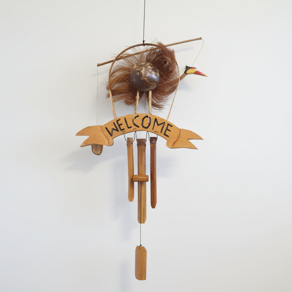 Welcome Bird Bamboo Wind Chimes Windchimes & Outdoors at World Of Decor NZ