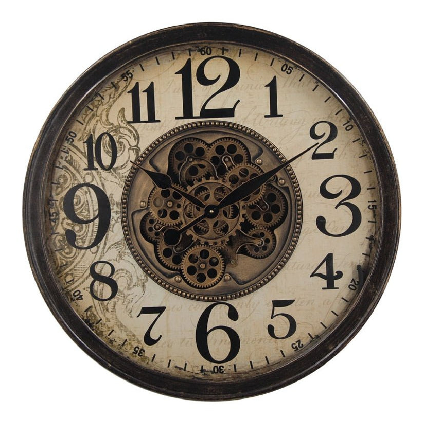 2 Tone Gear Clock With Glass 65cm at World Of Decor NZ