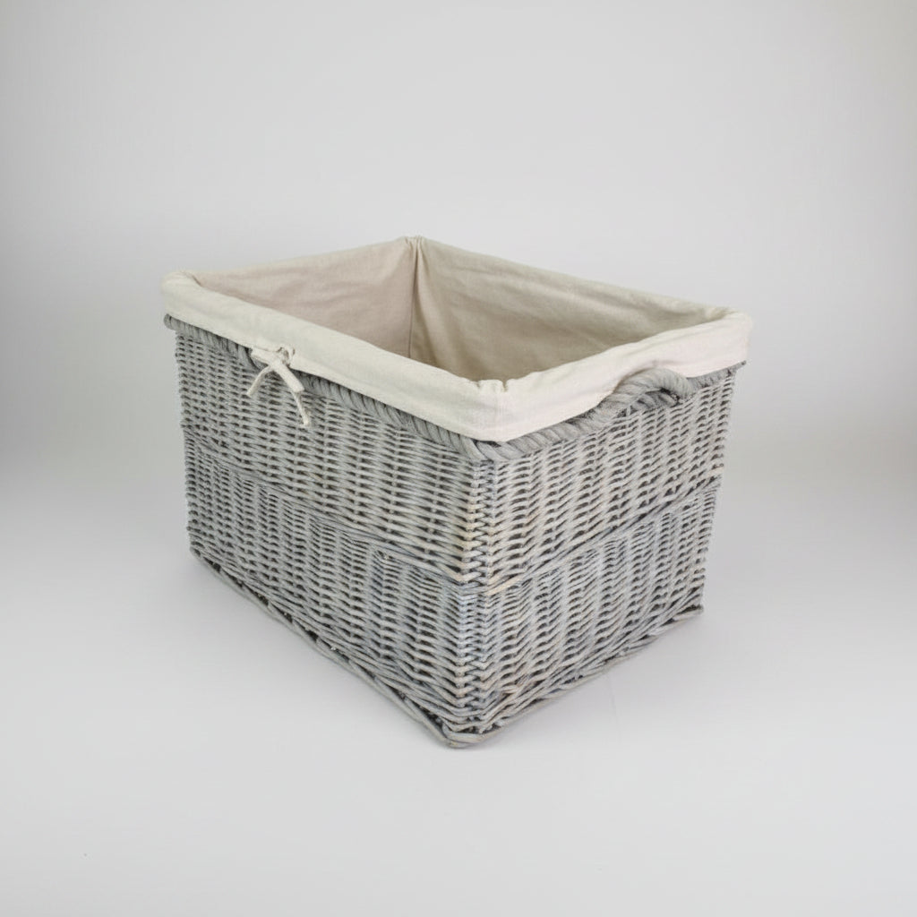 Cane Washing/ Log Basket Line with Rope Grey Color - Large BASKET at World Of Decor NZ