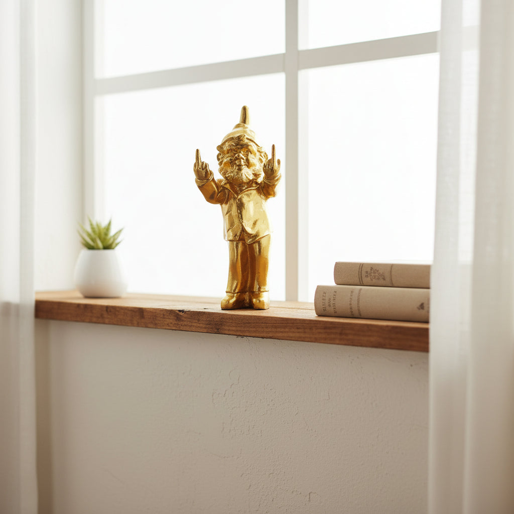 Double Finger Gnome - Gold Poly Resin Figurines & Animals at World Of Decor NZ
