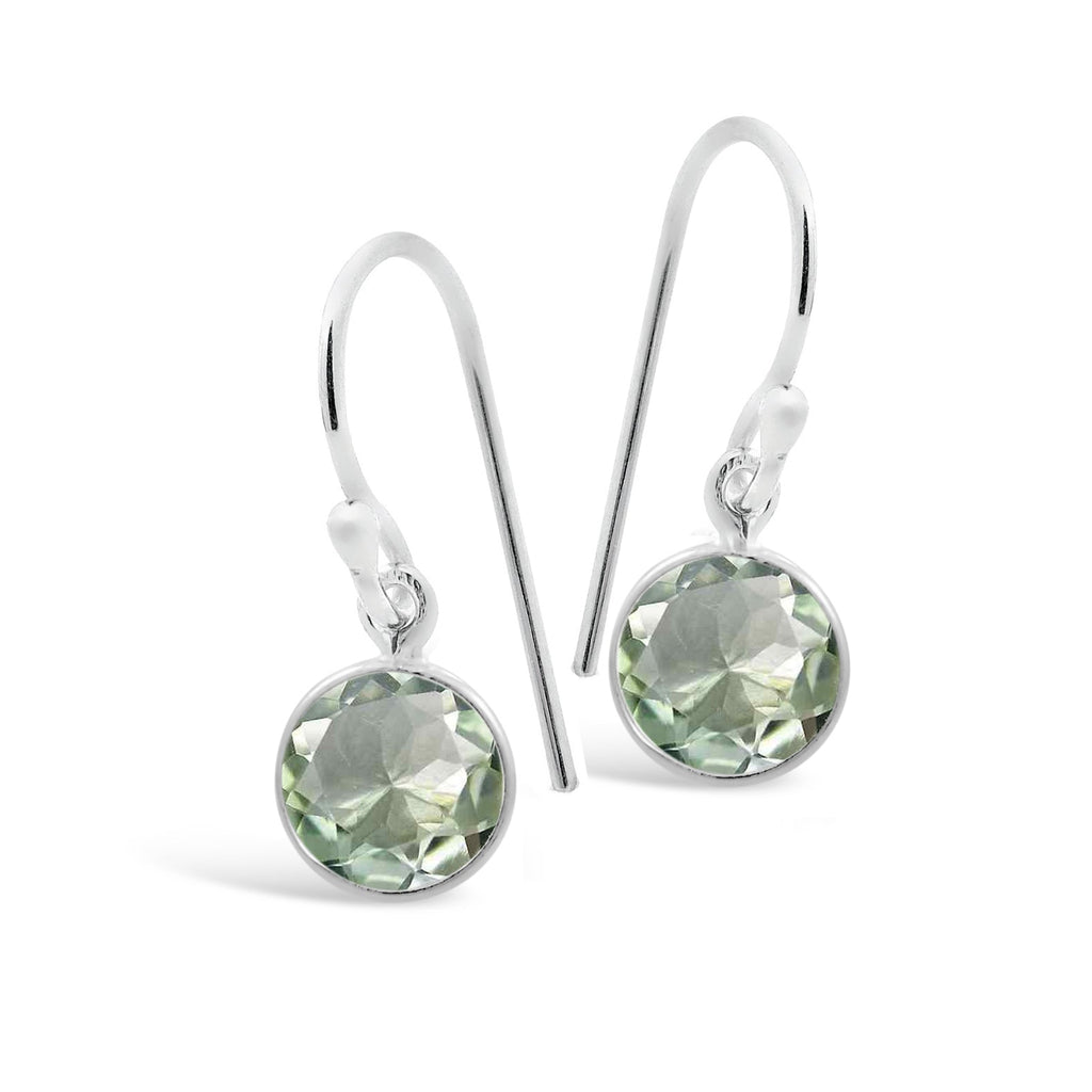 Green Amethyst Stone 7x9 mm Earring 2.5cm Drop Sterling Silver at World Of Decor NZ