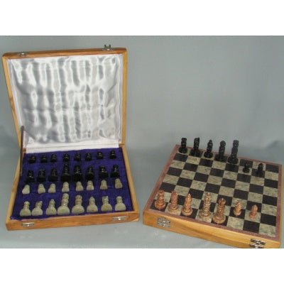 Chess Set Soap Stone 12 inch Folding Case ACCESSORIES at World Of Decor NZ