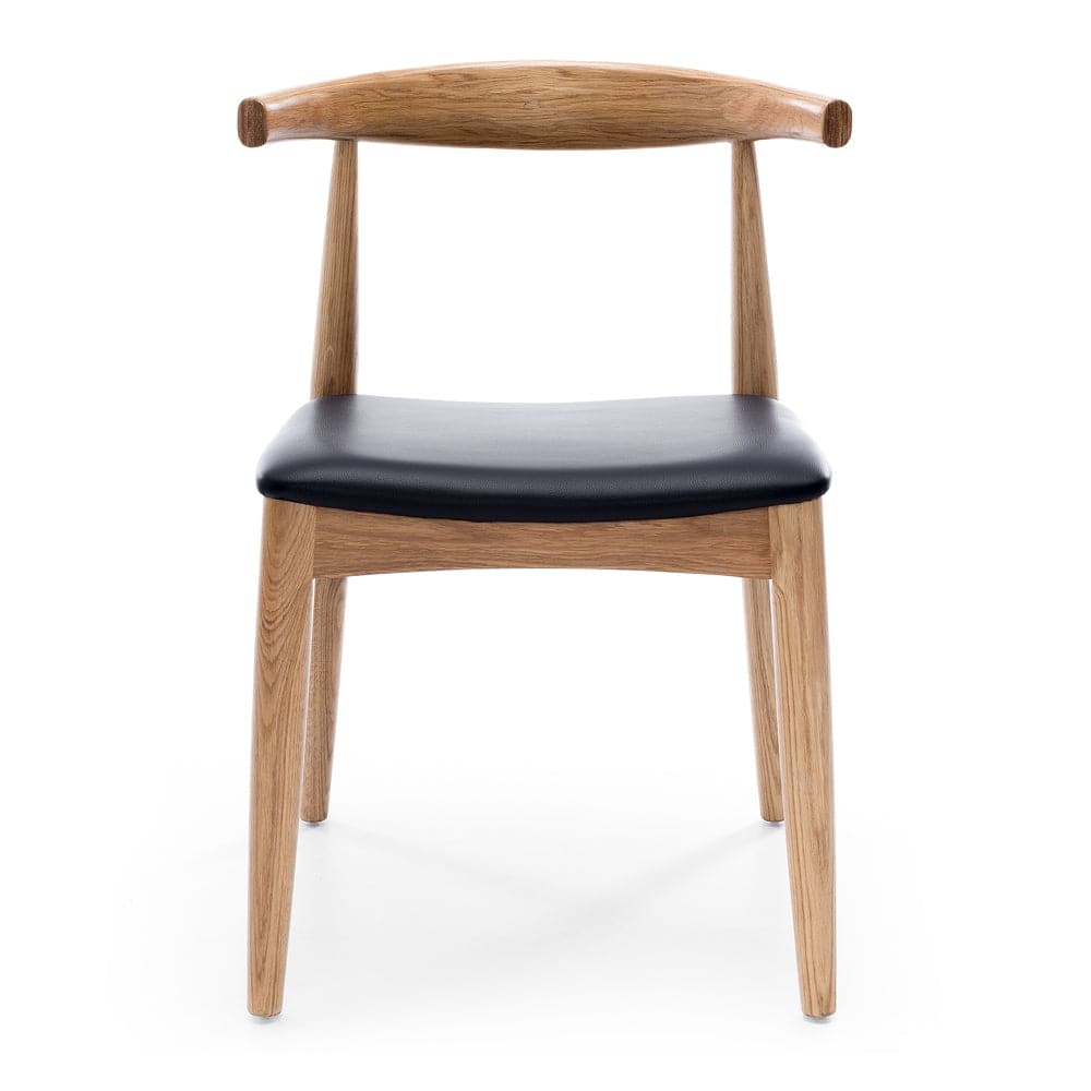 Elbow Chair Natural Oak with Black PU seat FURNITURE at World Of Decor NZ