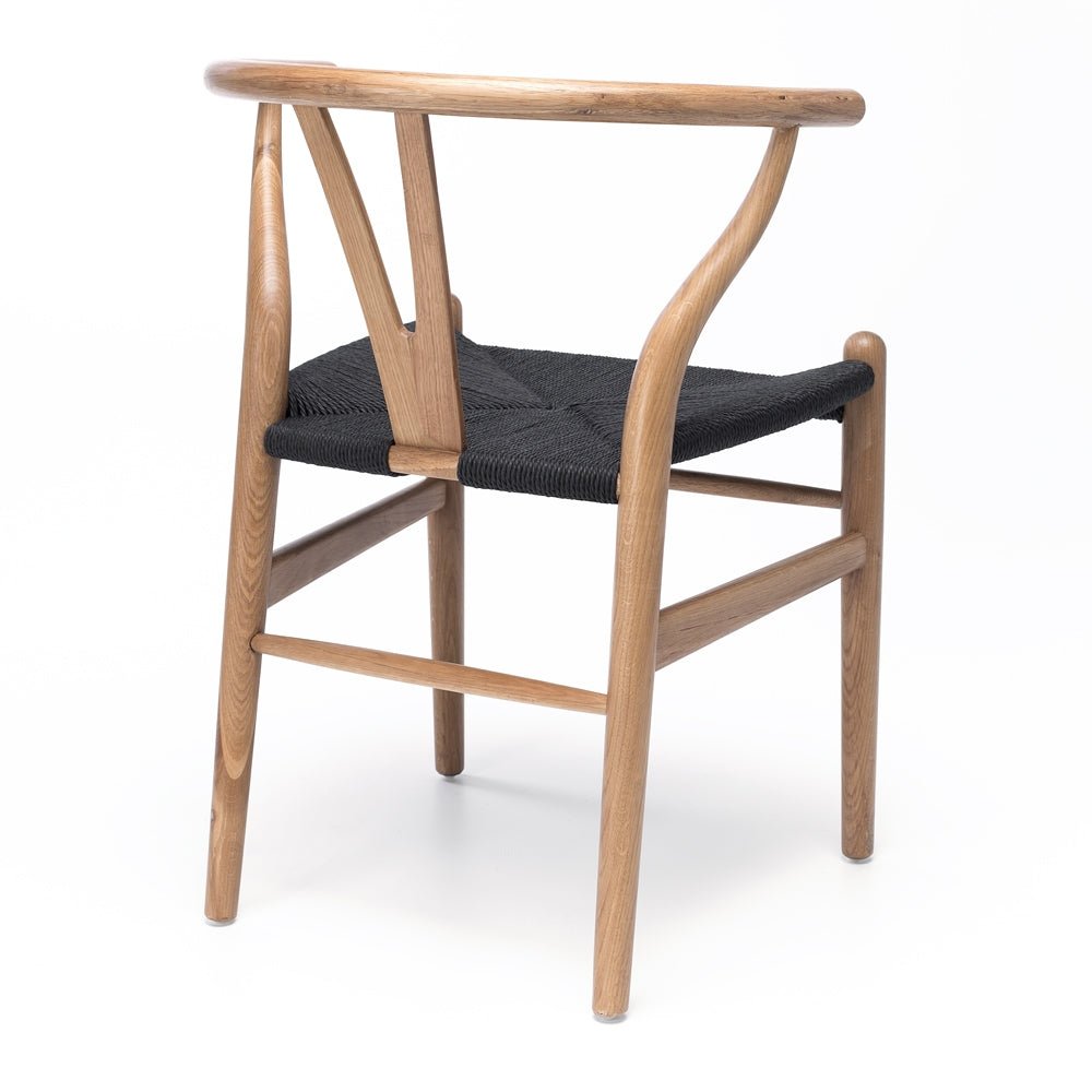 Wishbone Chair Natural Oak Black Rope Seat FURNITURE at World Of Decor NZ
