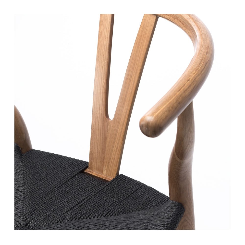Wishbone Chair Natural Oak Black Rope Seat FURNITURE at World Of Decor NZ