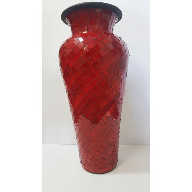 MOSAIC BOTTLE VASE RED PLAIN 60CM VASES at World Of Decor NZ
