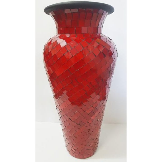 MOSAIC BOTTLE VASE RED PLAIN 60CM VASES at World Of Decor NZ