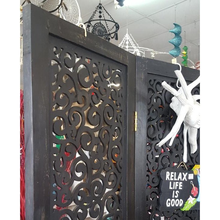 Wooden Screen Divider - Blackwash ROOM DIVIDER at World Of Decor NZ