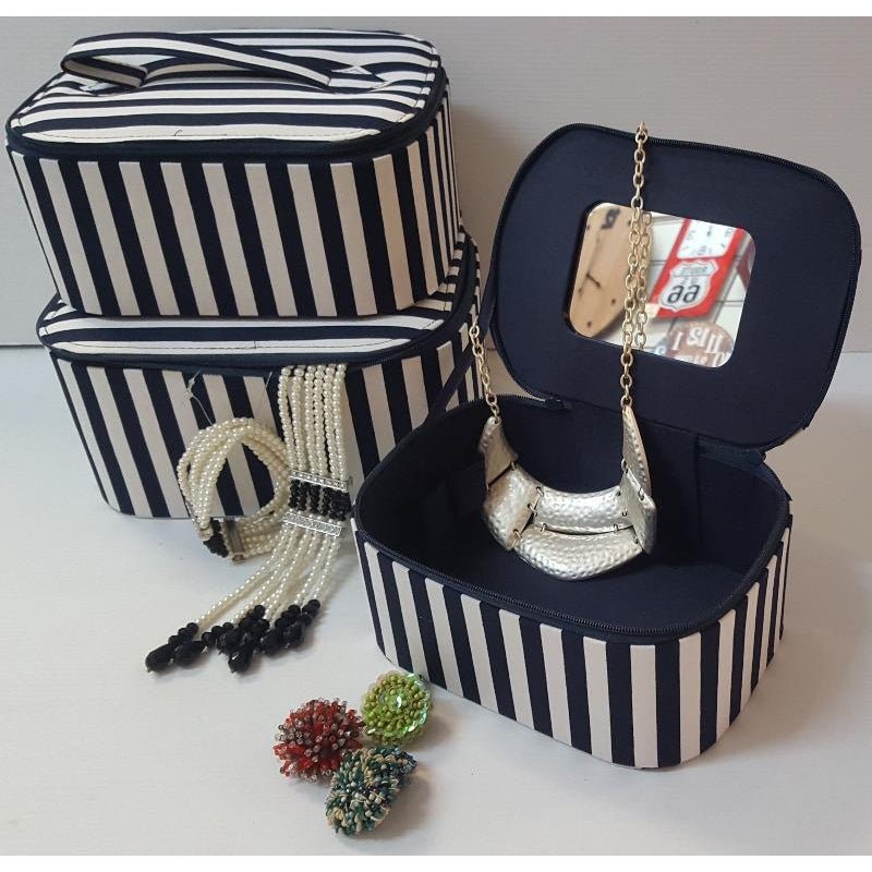 Blue & White Striped Cosmetic Bag - Small BAG at World Of Decor NZ