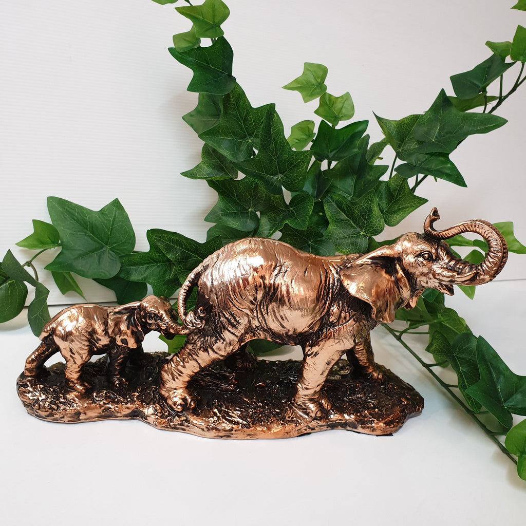 Pair Elephants Copper Finish SCULPTURE/ORNAMENT & ANIMAL at World Of Decor NZ