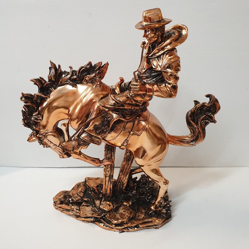 Cowboy On The Bucking Bronco SCULPTURE/ORNAMENT & ANIMAL at World Of Decor NZ