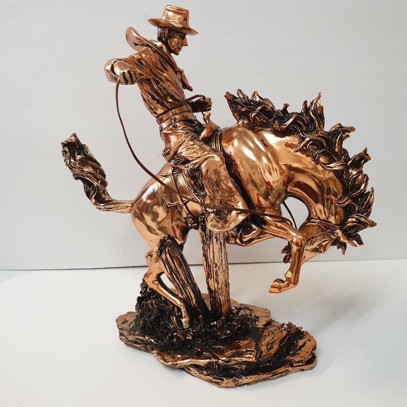 Cowboy On The Bucking Bronco SCULPTURE/ORNAMENT & ANIMAL at World Of Decor NZ