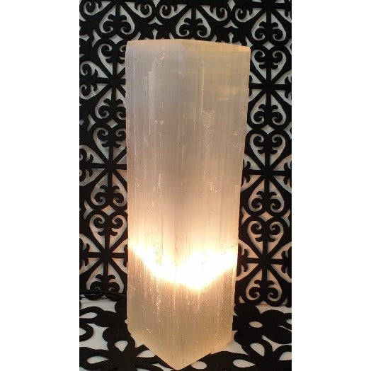 Selenite Crystal Lamp 30cm - Square CRYSTAL LAMP at World Of Decor NZ