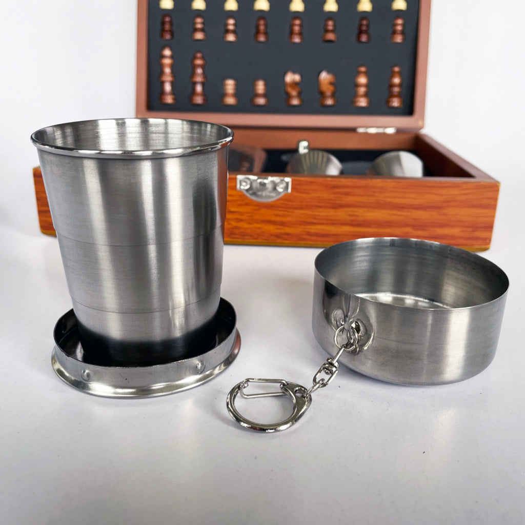 Silver Hip Flask And Chess Set MEN CAVE at World Of Decor NZ