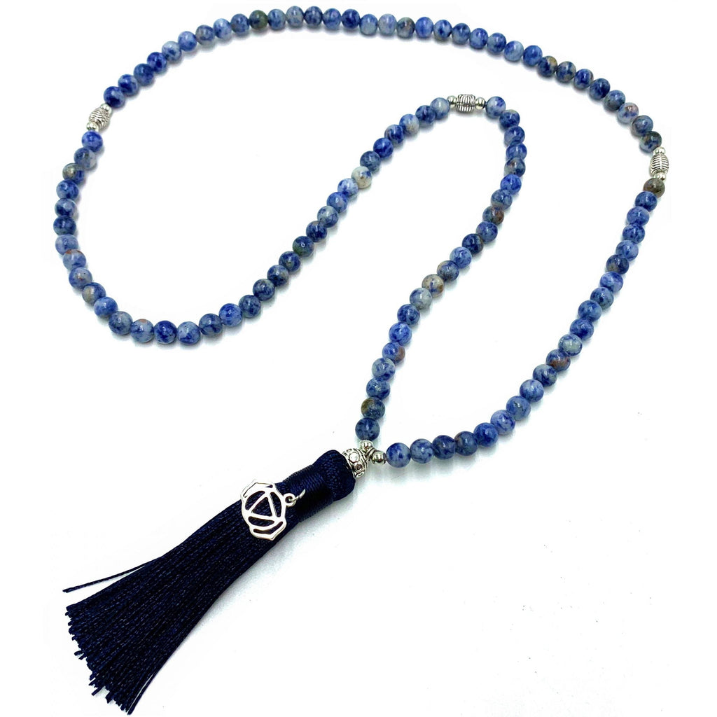 Sodalite Mala Beads with Third Eye Chakar Necklace - 108 Bead CRYSTAL at World Of Decor NZ