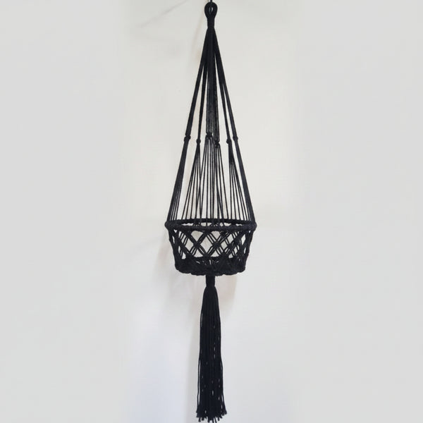 Macrame Pot Plant Hange - Single Black 22cm Pot Plant Hangers & Holders at World Of Decor NZ