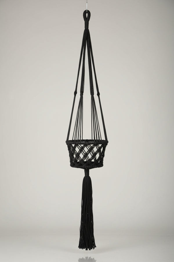 Macrame Pot Plant Hanger - Single Black 28cm Pot Plant Hangers & Holders at World Of Decor NZ