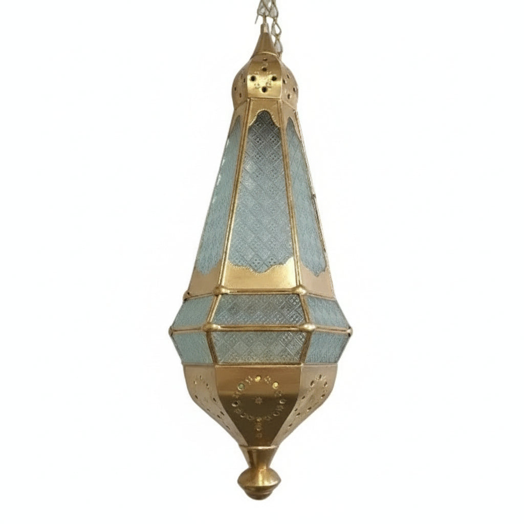 Morroccan Lamp Flower Bell Drop Gold Froster MORROCCAN LAMP at World Of Decor NZ
